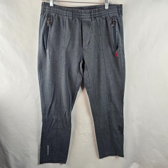 Polo Ralph Lauren Pants Mens 31x27 Gray Joggers Sweatpants Zipper Pocket Pony - Picture 1 of 10